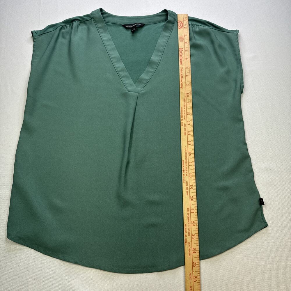 Banana Republic Women's Mixed Media V-Neck Sleeveless Blouse Size M Green #0258 - Picture 3 of 8